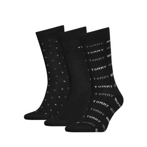 Tommy Hilfiger pánské černé ponožky 3 pack - 39/42 (002)